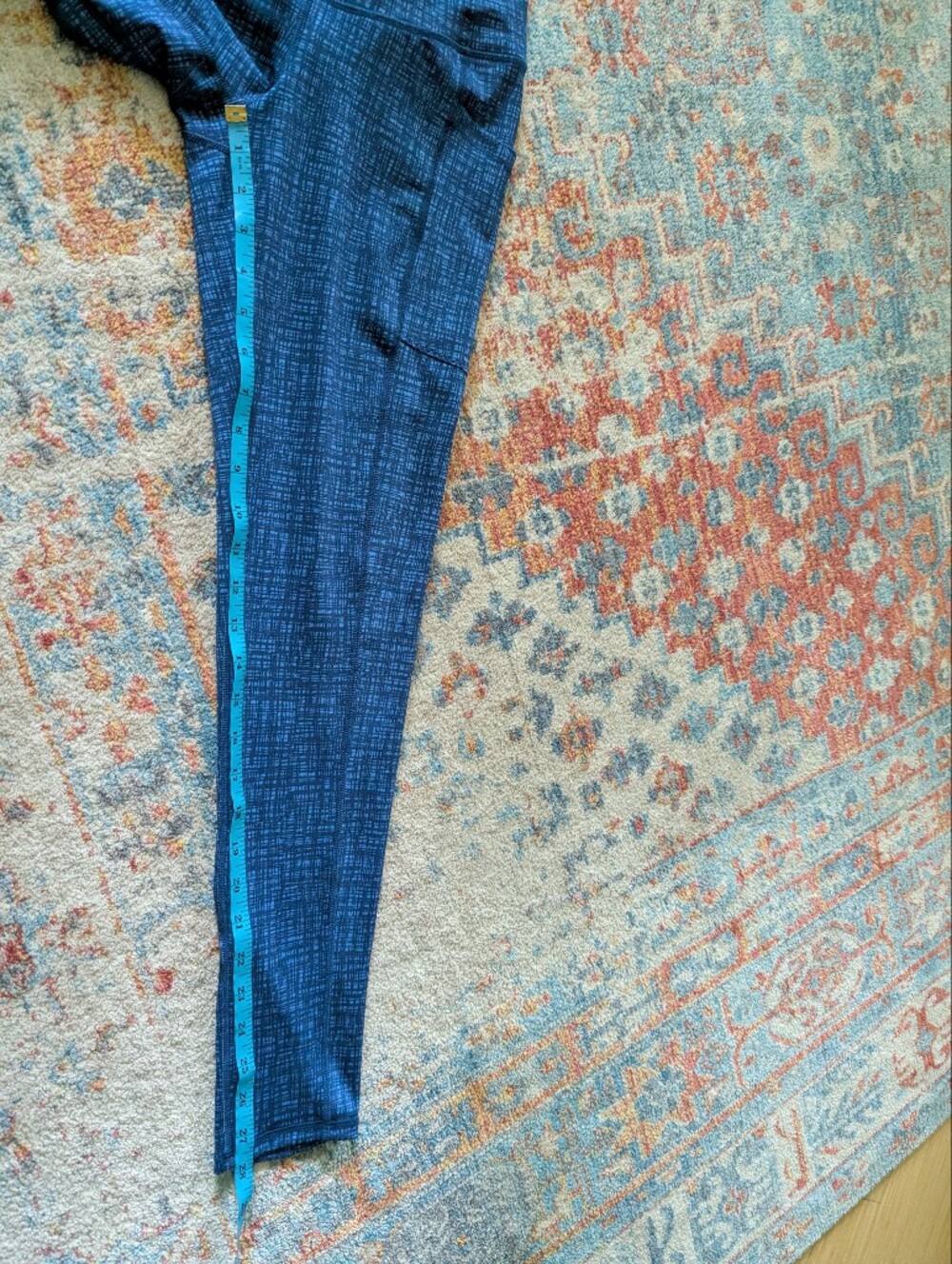 J. McLaughlin Women's XS Active Leggings Blue Crosshatch Pattern Pockets - Picture 9 of 9
